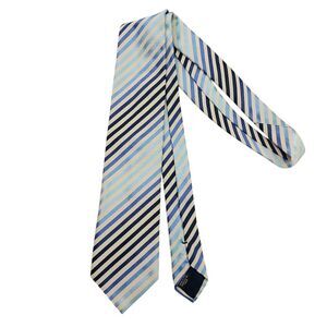Canali Tie Mens Beige Stripes Silk Cotton Premium Fabric Luxury Made in Italy
